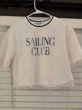 Girls White Lace 'Sailing Club' Short Sleeve Tee by Anthropologie